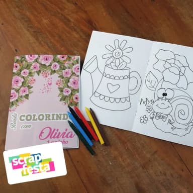 Revista Colorir + Giz de Cera Festa Jardim Encantado