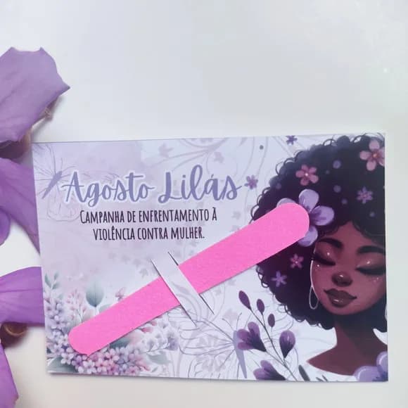 Card com Mini Lixa Agosto Lilás