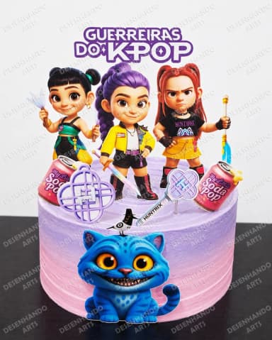 ARQUIVO DE CORTE TOPO DE BOLO GUERREIRAS DO K-POP CUTE
