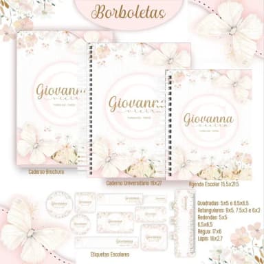 Caderno + Etiquetas + Tag Personalizada + Lápis
