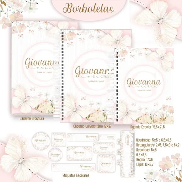 Caderno + Etiquetas + Tag Personalizada + Lápis