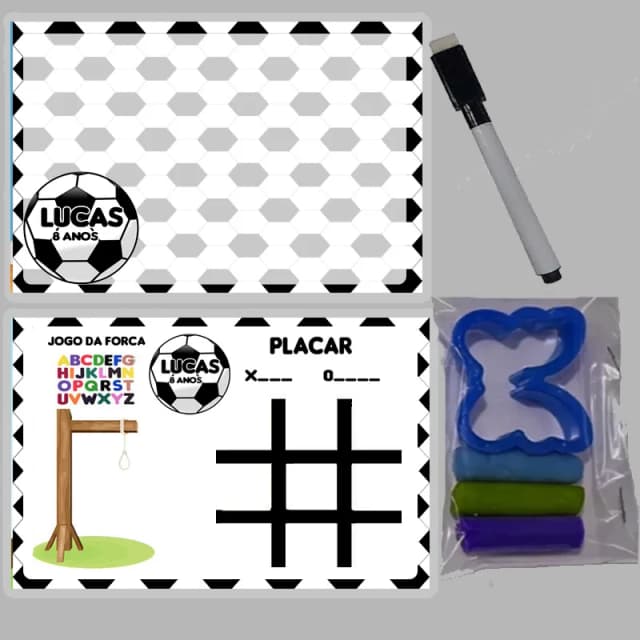 KIT Lousa Magica +massinha de modelar personalizada Futebol