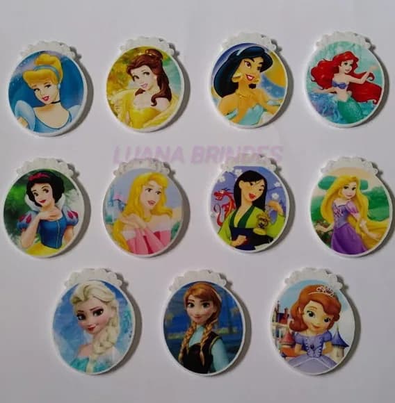 Aplique Princesas de Acrlico Uv 4cm- Pct com 11 Unidades