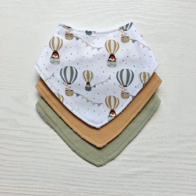 Kit 3 Babadores Bandana Premium para bebê - Balões