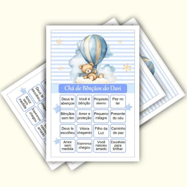 Bingo Chá de Bênçãos Menino Pdf Para Imprimir