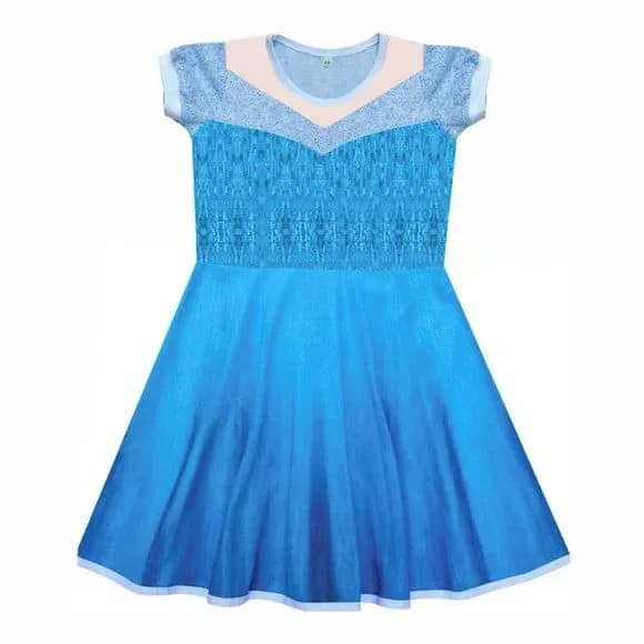 Vestido Infantil Fantasia Princesa do Gelo Azul com Detalhes Cristalinos
