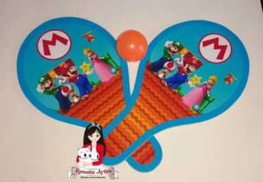 Raquetes de Ping Pong Tema Super Mário Bross