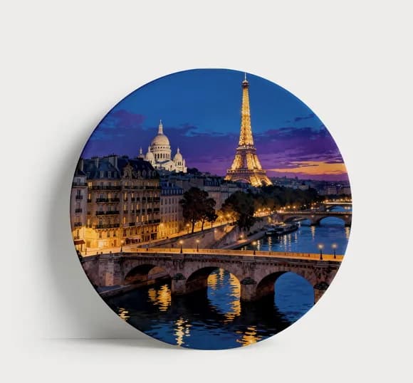 Prato Decorativo Paris Noturno - Suporte de Mesa ou Parede