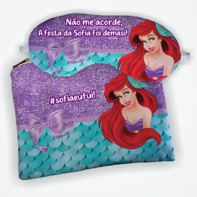 kit necessaire e Mascara de Dormir personalizada da Sereia Ariel