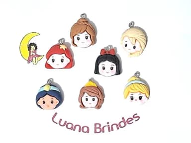 Pingentes Princesas Resina Pacotes com 10 Unidade