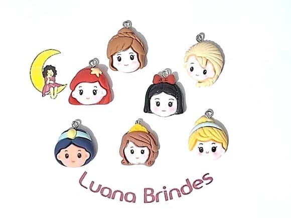 Pingentes Princesas Resina Pacotes com 10 Unidade