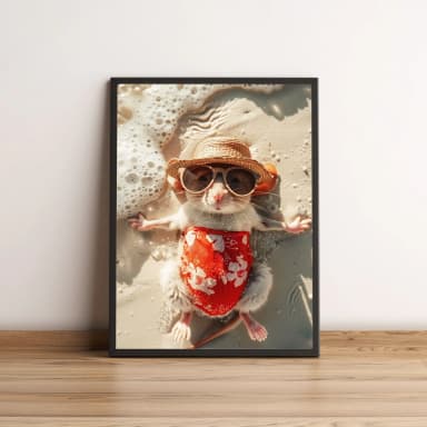 Quadro Rato de Óculos Curtindo Praia 2628