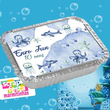 Marmitinha Festa Personalizada Fundo do Mar