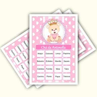 Bingo Chá de Bebê Menina Pdf Para Imprimir