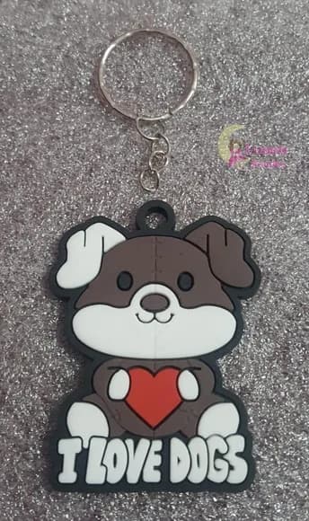 Chaveiro Cachorro I Love Dogs de Borracha-pct C/4 Unid