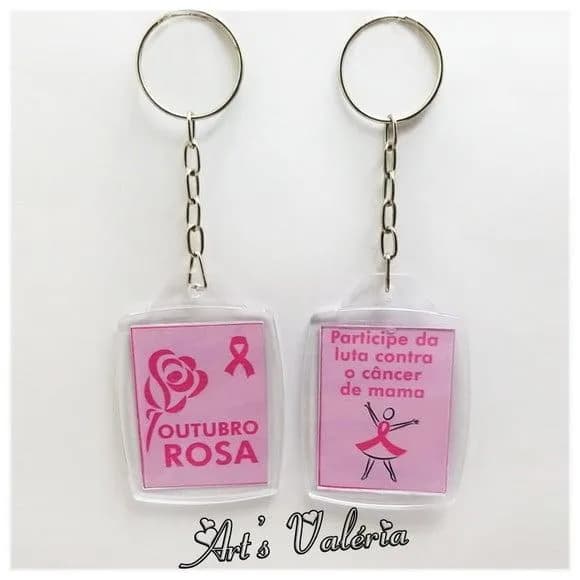 Chaveiro de Acrílico Outubro Rosa