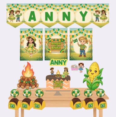 Kit Festa Só Um Bolinho ARRAIA DO BRASIL - Decoração de Festa