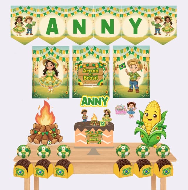 Kit Festa Só Um Bolinho ARRAIA DO BRASIL - Decoração de Festa