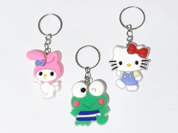 Chaveiro Hello Kitty, Melody e Keroppi Pacote com 6 Unidades