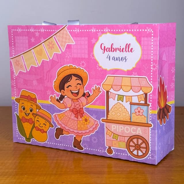 PEGUE E MONTE - Sacolinhas Personalizadas FESTA JUNINA ROSA - Decoração de Festa | Lembrancinhas | Aniversário | Personalizados