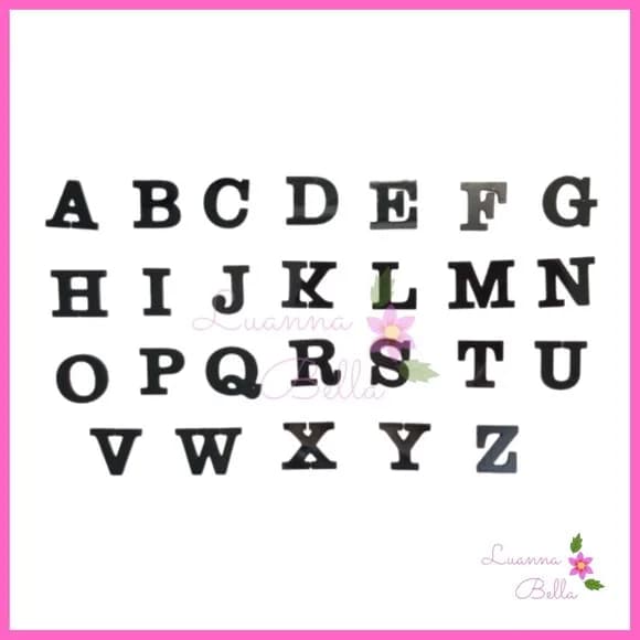 Apliques Letras de Acrílico Preto - Pct c/ 8 unidades