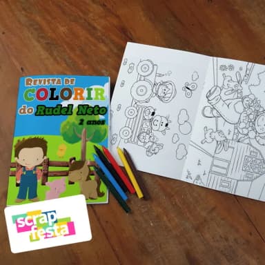 Revista Colorir + Giz de Cera Festa Fazendinha