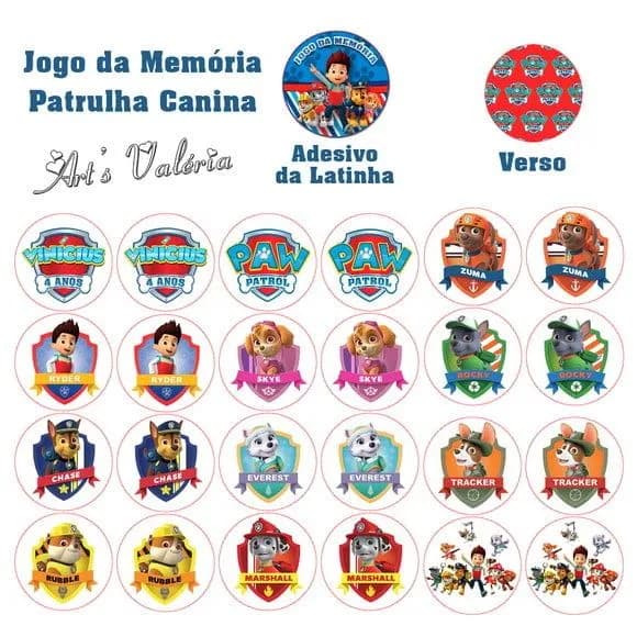 Jogo Da Memória Patrulha Canina