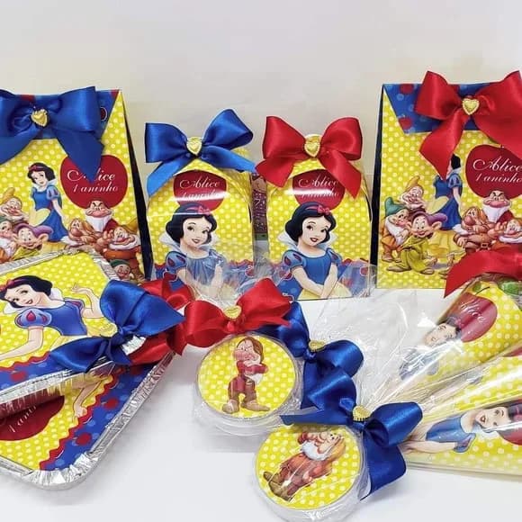 Kit Festa Branca de Neve - 40 Peças com Laços