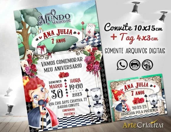 Convite Digital C/tag Rainha de Copas