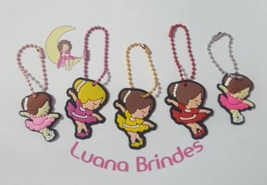 Chaveiro Bailarinas C/corrente de Bolinha - Pct C/5 Unds