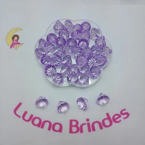 Diamante Roxo de Acrílicocom Furo 17mm Pct. 20 Unidades