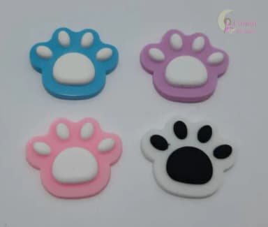Apliques Patinhas Coloridas de Borracha - Pct c/ 8 Unidades