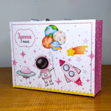 PEGUE E MONTE - Sacolinhas Personalizadas ASTRONAUTA MENINA - Decoração de Festa | Lembrancinhas | Aniversário | Personalizados