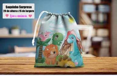 Saquinho Supresa para lembrancinhas Dinossauros Baby