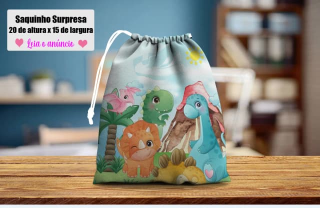 Saquinho Supresa para lembrancinhas Dinossauros Baby