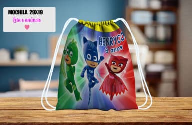 Mochilinha personalizada para lembrancinha Pj masks