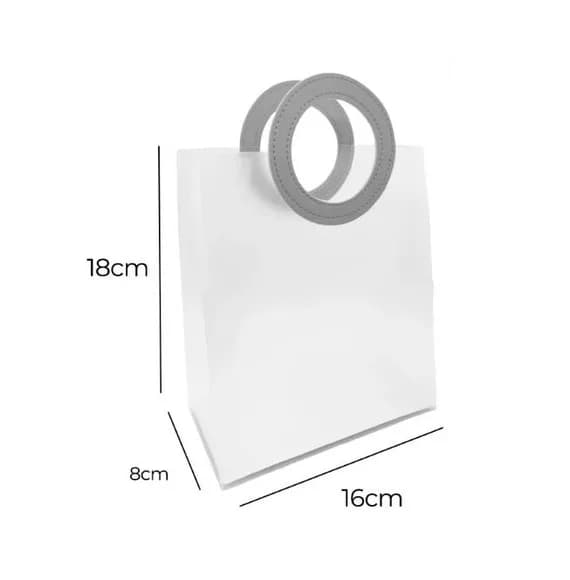 Sacola Transparente Fosca com Alça de Couro Branco 10 Peças