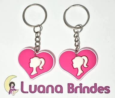 Chaveiro Barbie Coração Pink Emborrachado 6 Unidades