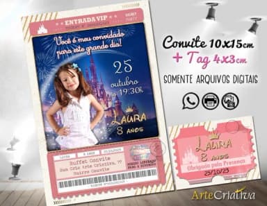 Convite Digital C/tag Ingresso Disney
