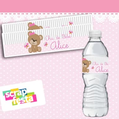 Adesivo Personalizado Rótulo de água 5x19,5 Chá de Menina