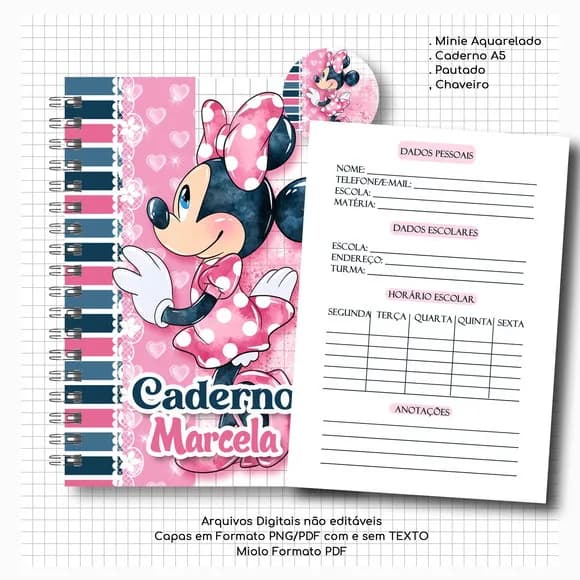 Caderno ou Agenda Personalizada Minnie