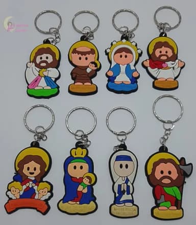 Chaveiros Santos Variados de Borracha - 1 Unidade