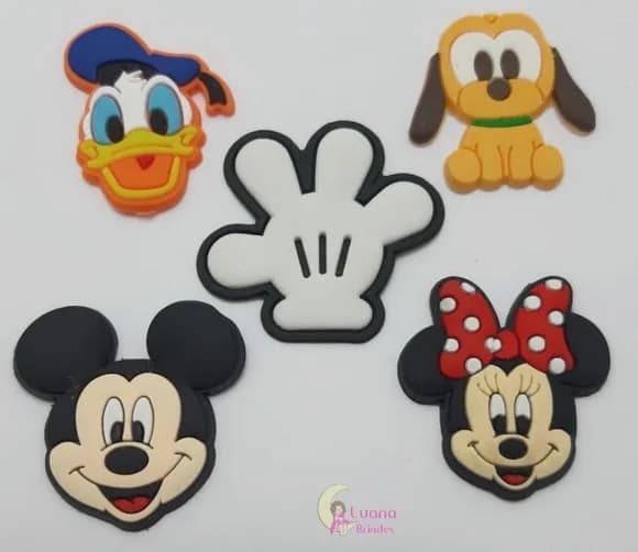 Apliques Personagens Turma do Mickey Borracha-pct C/10 Unid