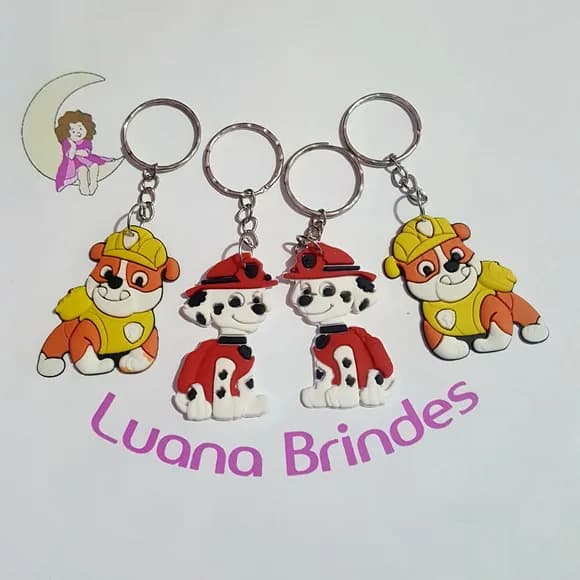 Chaveiro Cachorro Patrulha Borracha Pct 4 Unidades Variados