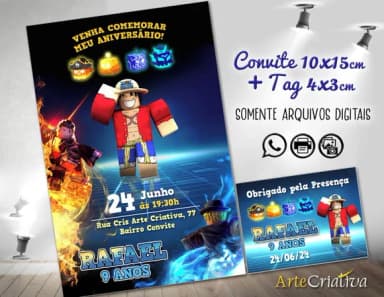 Convite Digital C/tag Blox Fruits 2