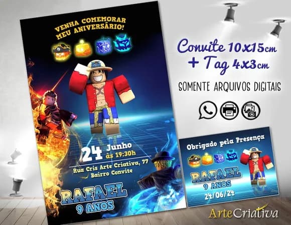 Convite Digital C/tag Blox Fruits 2