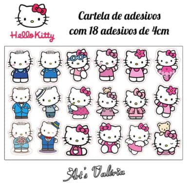 Stickers - Cartela de Adesivos Hello Kitty