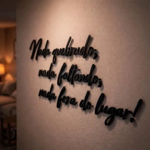Frase Decorativa Nada Quebrado Shalom 3d mdf Preto