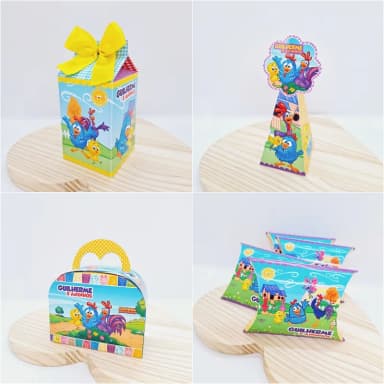 PEGUE E MONTE - Kit Festa GALINHA PlNTADlNHA - Decoração de Festa - Caixinhas Personalizadas