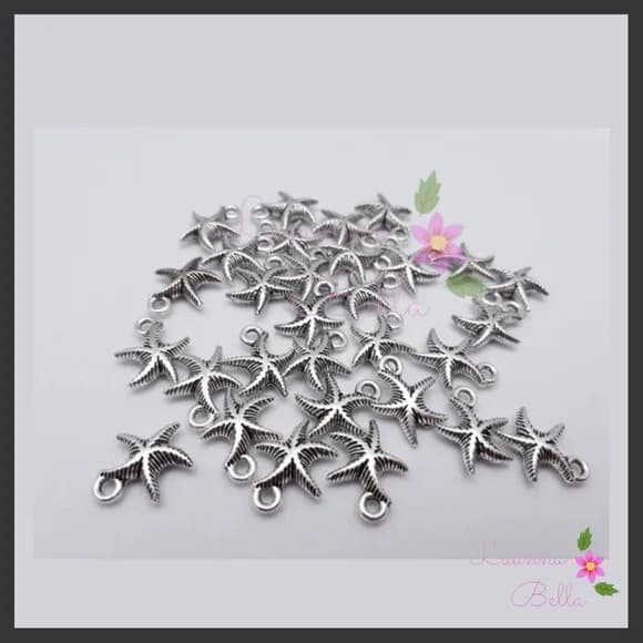 Pingente de Metal Estrela do Mar na cor Prata - Pct c/14 und